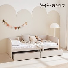 장인가구 뉴피터 E0등급 저상형 슬라이딩 데이베드 수납침대 SS 라텍스탑+가드, 애쉬화이트