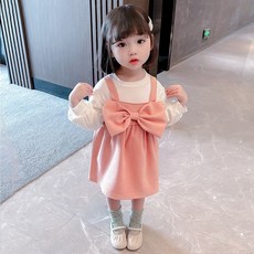 엣지빅리본 유아멜빵원피스티셔츠세트(90-130) 204894