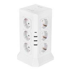 템빨 고용량 타워형 멀티탭 멀티콘센트 4000W 16구 2M 타워박스 화이트 KC인증, 1개