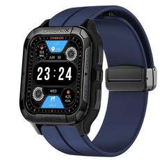 Carbinox 블레이즈 S 밴드 22mm 부드러운 실리콘 마그네틱 버클 스포츠 손목 밴드 교체 스트랩 라운드 S 스퀘어 X-레인저 볼텍스 베스타 스마트 워치와 호환, 블루