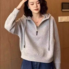 SAHINER 겨울 여성 기모안감 후드 루즈핏 맨투맨 AWY80