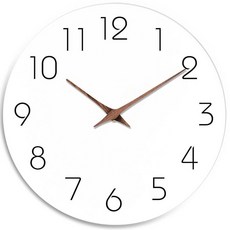 Mosewa 벽시계 25.4cm10인치 무소음 목재 배터리 작동 화이트 모던 오피스 심플한 미니멀리스트 장식 주방 가정 욕실 거실용 197310, A_화이트