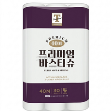 티 스탠다드 프리미엄 바스티슈 3겹 화장지 38m, 40m, 30롤, 1개