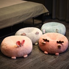 원형 좌식 쿠션 도넛 방석 두툼한 극세사 사무실 의자 인테리어, 1개, N_딸기