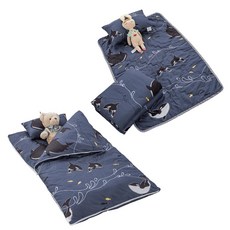 〔夢境〕兒童睡墊 兒童睡袋 舒柔抗皺 三件組 睡墊 睡袋 涼被 童枕 幼兒園必備 鋪棉睡墊 幼稚園午睡 多款任選, 鯨豚海洋,【睡袋】三件組