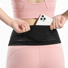 탄력 러닝 플립 벨트 초경량 핸드폰 수납 허리 밴드, 탄력플립벨트 블랙, 1개