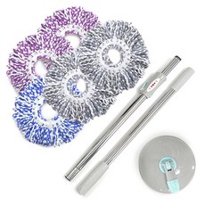 올뉴 페달청소기 본체+봉+걸레 동글이 회전청소기 대걸레 밀대, 2단봉세트+컬러걸레 5장, 1개