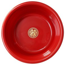 在台現貨 結婚喜盆 陪嫁用品 大紅臉盆 迎娶臉盆 結婚臉盆 婚慶用品 囍字臉盆, Red, 1個