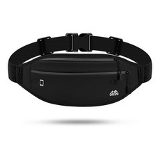 歐督戶外運動跑步腰包男女士多功能裝備超薄防水隱形時尚小腰帶包, 雙拉鍊--黑色, 1個