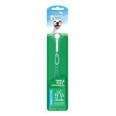 鮮呼吸 牙刷系列-指套牙刷 三刷頭牙刷SM/L 美國寵物口腔領導品牌 犬貓口腔保健 毛體工學 矽膠 防咬 指套刷, 1個, 三刷頭牙刷（SM）, 綠色