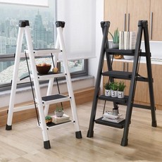 Fowod 접이식 사다리 계단형 사다리 안전발판사다리 A형사다리 가정용 작업용 2/3/4/5 단사다리, 블랙, 5 단, 3개