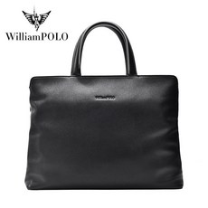 WilliamPOLO 男士手提公文包，商務大容量筆電包