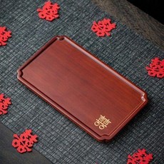 中式婚禮 敬茶 喜盤 托盤, 1個, 雙喜實木小長方托盤-放2個敬茶