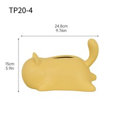 陶瓷貓咪面紙盒, TP204貓咪紙巾盒深黃