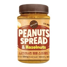 너츠앤너츠 프리미엄 헤이즐넛 땅콩 스프레드 560g 빵 발효빵 모닝빵 간식 잼, 1개