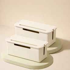 소소픽 먼치차단 심플 멀티탭 보관함, 아이보리, 2개