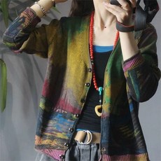 besteffie 여성 니트 카디건 빈티지 유니크한 얇은 가디건 캐주얼 루즈핏 긴팔 상의 레트로 스타일 K39