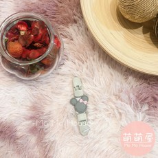 萌萌屋 兒童卡通手帕夾 幼兒園雙頭迷你手帕夾 灰米妮款 1入, 1個, 灰米奇