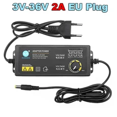 조정 가능한 전원 어댑터 60W 디스플레이 포함 3V-12V 5A 2A 범용 AC 220V에서 DC 충전기, 02 3V-36V 2A EU Plug