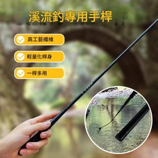 AWBH 溪流手竿 輕量化竿身 67cm收縮長, 裸竿 備用杆梢