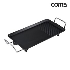 Coms 캠핑 삼겹살 고기불판 고기 넌스틱 전기그릴 중형 WJ982 5단계 온도조절 기울기 조절다리 넌스틱코팅 그릴팬 다야한 음식조리, 1개