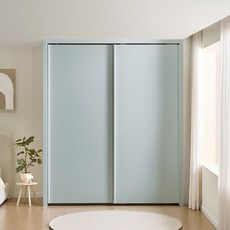 보루네오 네오 작은방 슬라이딩 붙박이장 맞춤가구 190cm E0등급, 스카이블루