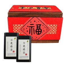 鑫龍源有機茶園 鴻福杉林溪茶葉禮盒 白毫綠茶 50gx6罐 (共300g) 附提袋, 6個, 有機白毫綠茶茶50gx6罐-共300g, 茶葉50g