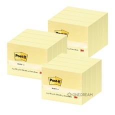 3M)포스트잇(653-4/51*38mm) 3개입, 노랑 4패드 3개입