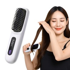 비바영 음이온케어 무선 매직브러쉬 헤어스타일러 고데기 케라틴코팅, 크림 화이트