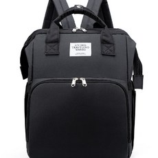 【KIDS PARK】防潑水大容量媽媽包(日本媽媽包 媽咪包 母嬰包 媽媽包 媽媽背包 嬰兒用品包 待產包 防潑水材料 獨立濕衣袋), 床包一體黑色