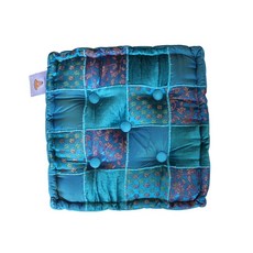 요가 및 명상 쿠션 - 수공예품. 40.6cm 원형 (블루 아그라) 146964, 스퀘어 블루 타지