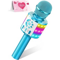 크레이탑 노래방 블루투스 마이크 LED 조명 여자 기계 남자 3 4 5 6 7 8 9 10 11 12 세 Rose Gold, MC22