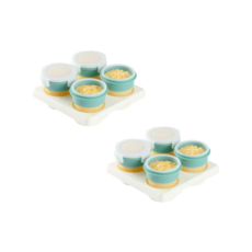 2angels 矽膠副食品儲存杯120ml 兩入組- 寶寶副食品分裝保鮮好幫手, 夏葉綠, 2套, 120ml