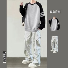 青少年運動休閒套裝男生春秋裝潮流搭配一套學院風衛衣穿搭衣服男