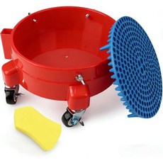 2025 업그레이드 접이식 차량 세차 버킷 돌리 5갤런 휠 포함 360° 회전 왁싱 분리형 이동장 3.5~5갤런 적합 최대 265파운드 지지, C