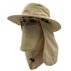 EGOWELL 素色面罩式網狀護頸遮陽帽, 駱駝