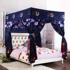 침대 암막 캐노피 가림막 설치 체크 커튼 1.2mx2.0mx1.95m 인테리어 사각 공주풍, I. 꿈의 성