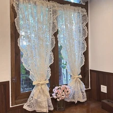 시스루 레이스 주방 미니창 부엌 가리개 미니방 창문 커튼 빈티지 플로럴 침실 안방 우아한 빅토리아풍 스