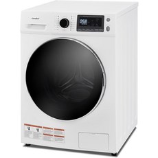 COMFEEu2019 24인치 세탁기 및 건조기 콤보 2.7 cu.ft 26파운드 스팀 케어 오버나이트 드라이 흔들림 없는 전면 하중 풀 오토매틱 머신 기숙사 화이트, Washing Machine
