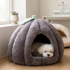 푸키 몽글 펌킨 쿠션 하우스 강아지 고양이 숨숨집, 1개, 그레이