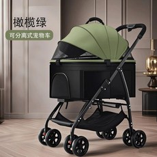 寵物推車 狗狗推車 摺疊推車 貓咪推車 分離提籃, 1個, 碳鋼材質+一鍵收車,淺灰色