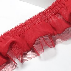 이중쉬폰프릴 9색 4cm x 90cm 주름 레이스, 레드, 1개