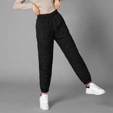 마이시즌 여성용 버니진 퀄팅 밴딩 조거 팬츠