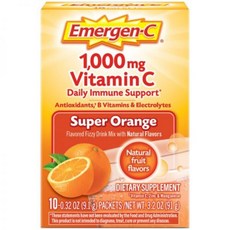 Emergen-C 이머전씨 비타민C 발포 드링크 믹스 1000mg 10 포 오렌지 건강유지 영양제, 1