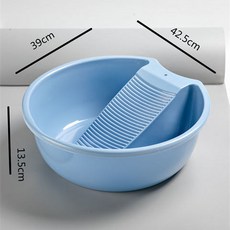 臺灣出貨 家用洗衣盆帶搓衣板 小號洗衣盆 學生洗衣盆 寶寶洗衣盆 加厚洗衣板 DRRD153, 1個, 藍色可掛加厚中號洗衣盆+送掛鉤