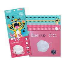 블루본 먼지어흥 KF80 소형 마스크 아동 어린이 일회용 끈조절 개별포장 / 사은품증정, 1개입, 30개, 흰색