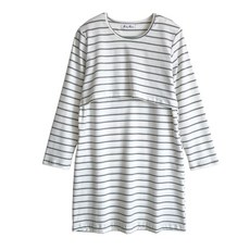 BabyShare時尚孕婦裝 全棉條紋哺乳裙-有口袋 長袖 孕哺兩穿 孕婦裝 哺乳衣 MOL003F3