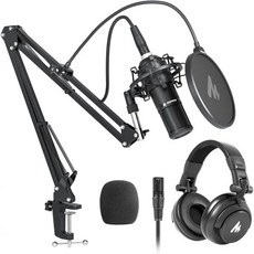 MAONO XLR 콘덴서 마이크 50MM 드라이버가 장착된 전문 카디오이드 스튜디오 녹음 스트리밍 팟캐스트 노래 보이스오버 보컬 홈 유튜브 스카이프용 헤드폰 AU-MH601