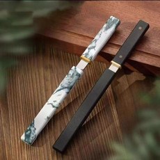 水果刀 鋒利小刀 可磨刀 隨身帶 小直刀 多功能小刀 口袋刀 戶外刀, 1個, 黑武士+雲墨