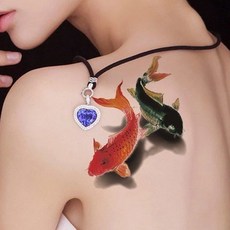 彩色雙色鯉魚紋身貼 防水持久逼真, 1個, 一張